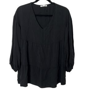 Cupshe Black Tiered Mini Coverup Dress Women’s Size Medium